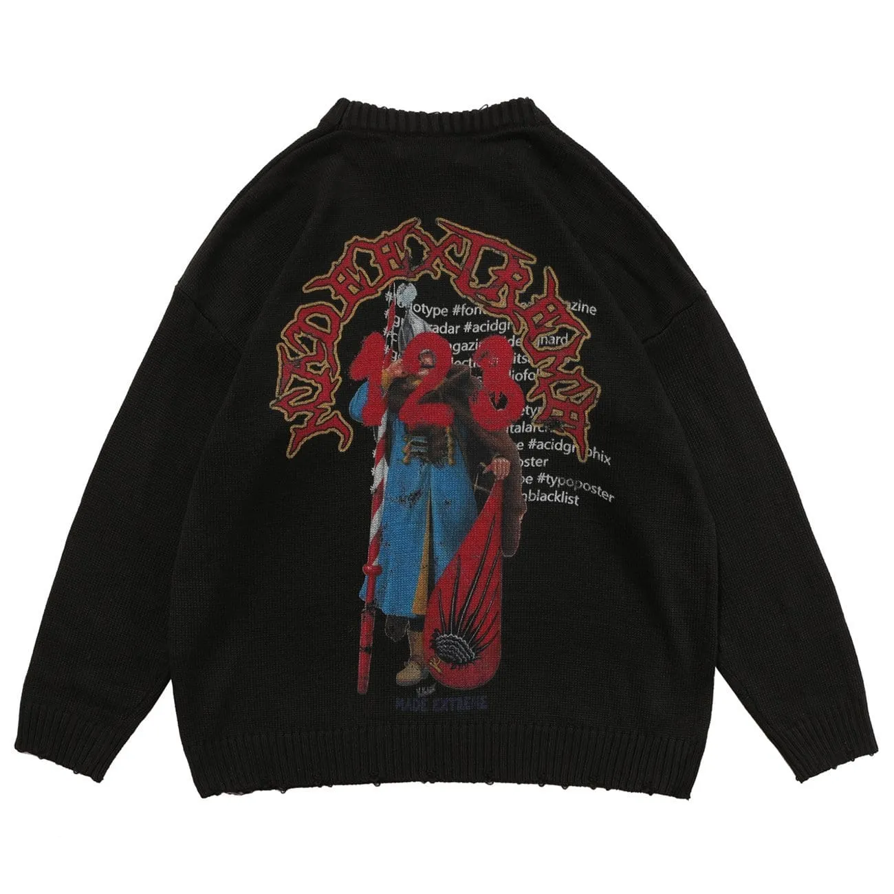 WLS Dark Character Graffiti Knitted Sweater