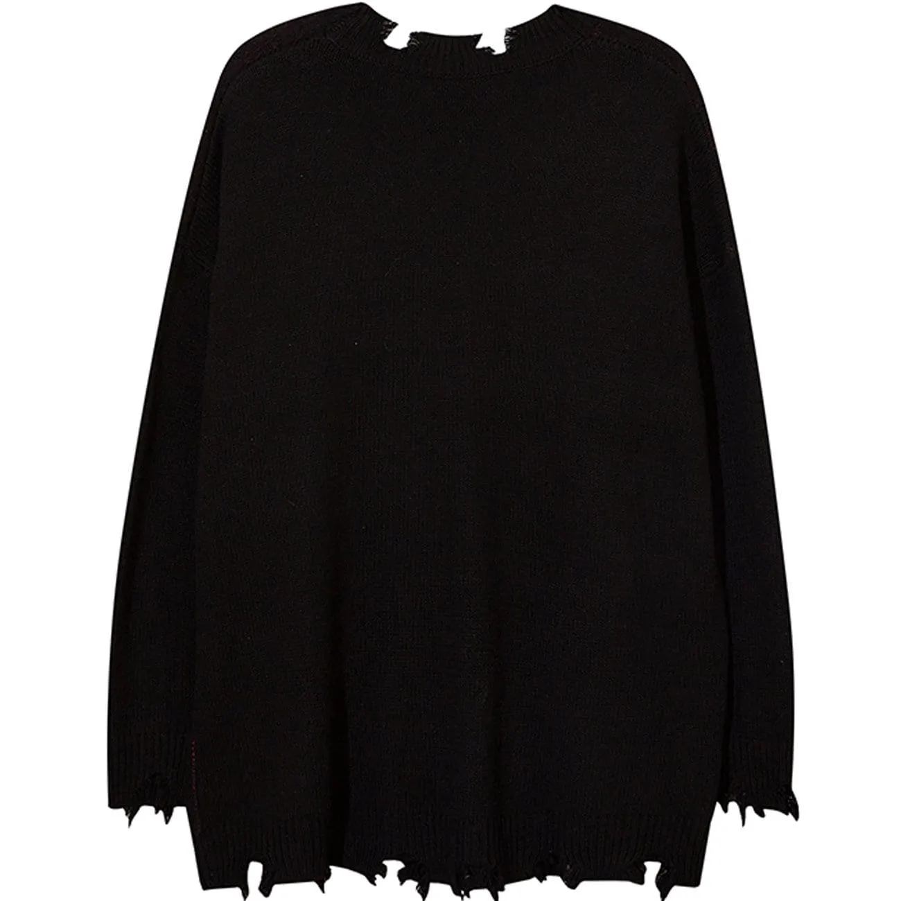 WLS Irregular Ripped Skeleton Zipper Chain Knit Sweater