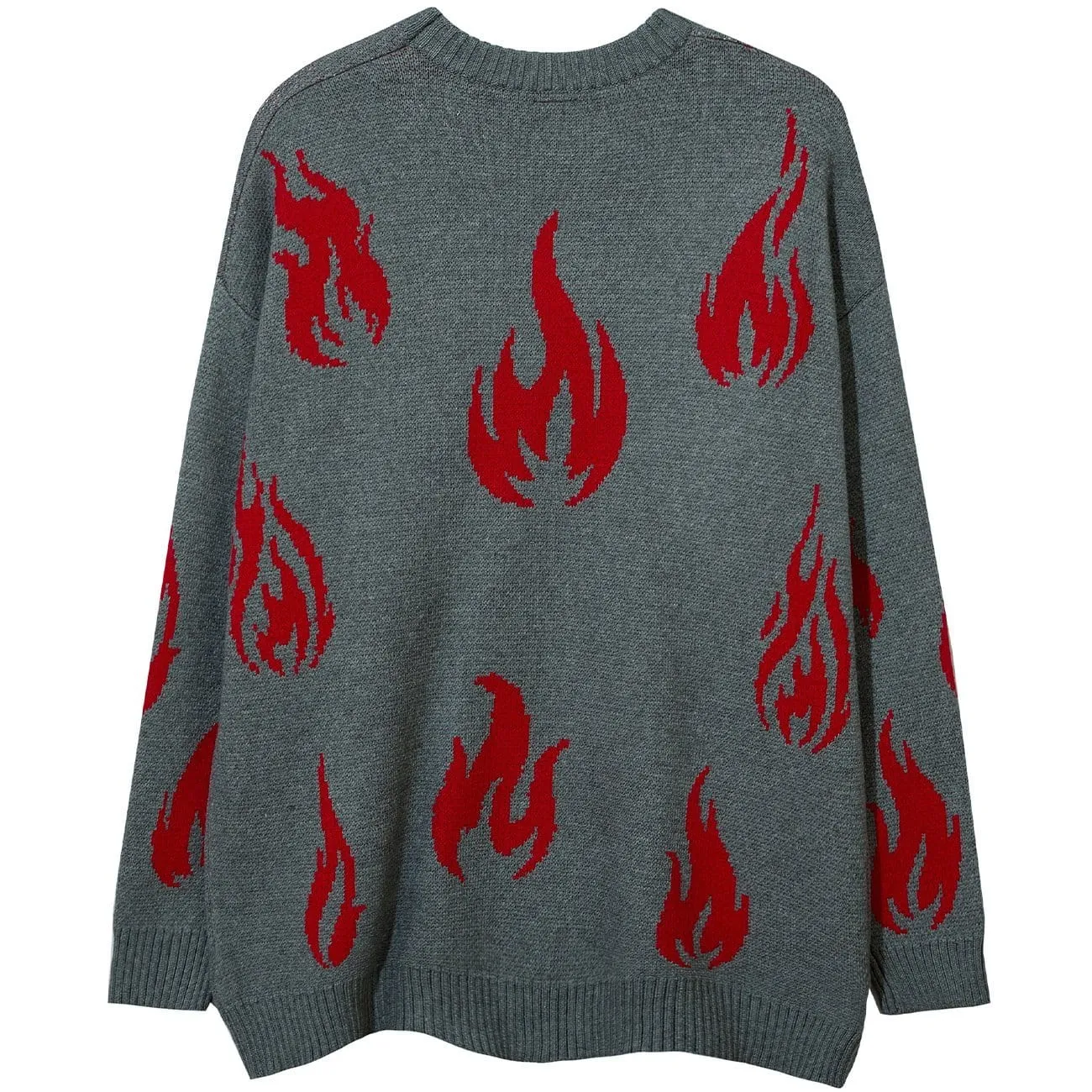 WLS Red Fire Flame with Chain Knitted Sweater