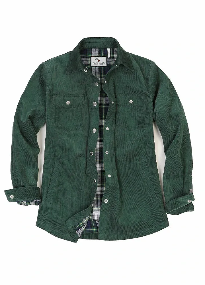 Women's Boyfriend Fit Flannel-Lined Long-Sleeve Corduroy Shirt Jacket