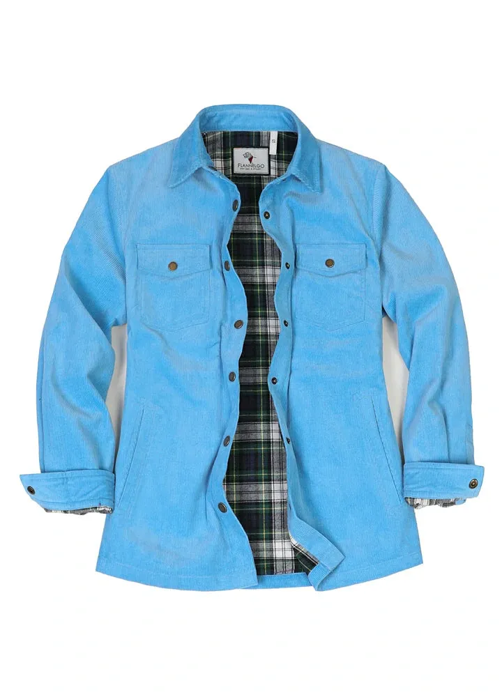 Women's Boyfriend Fit Flannel-Lined Long-Sleeve Corduroy Shirt Jacket