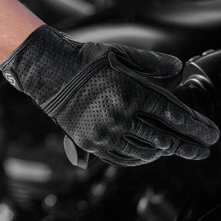 WUPP CS-1049A Outdoor Motorcycle Cycling Breathable Leather Full Finger Gloves with Holes, Size:M(Black)