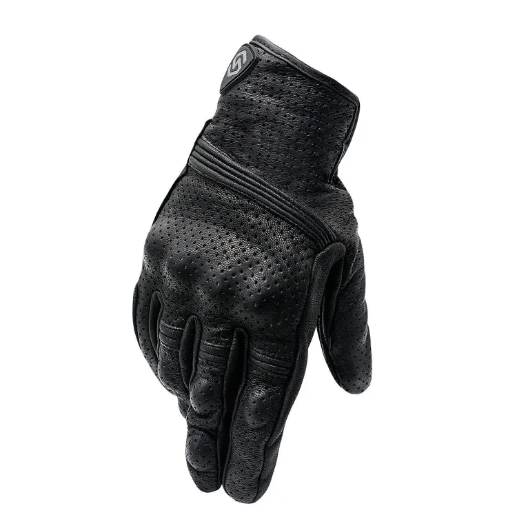 WUPP CS-1049A Outdoor Motorcycle Cycling Breathable Leather Full Finger Gloves with Holes, Size:M(Black)