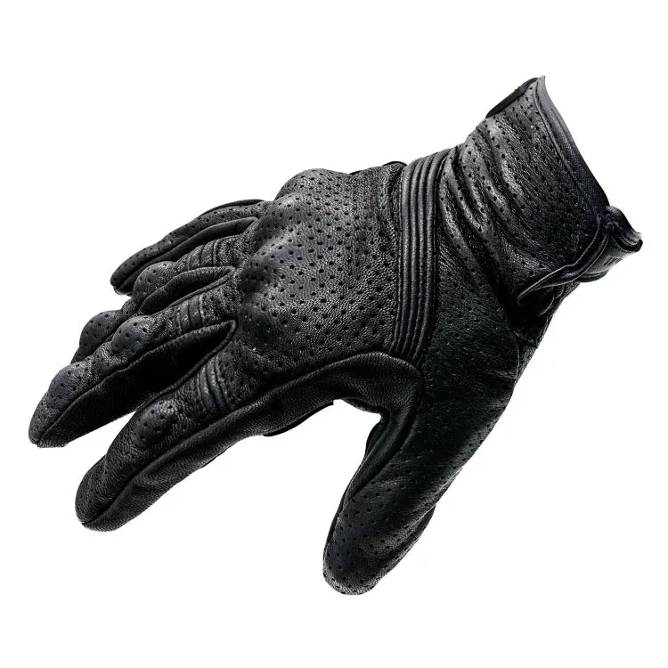 WUPP CS-1049A Outdoor Motorcycle Cycling Breathable Leather Full Finger Gloves with Holes, Size:M(Black)