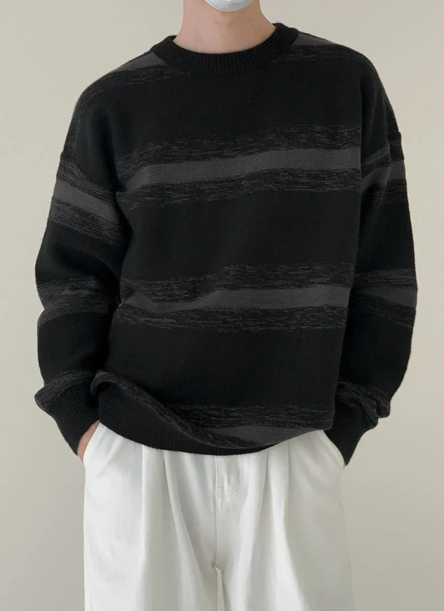 Zhou Abstract Lines Striped Sweater